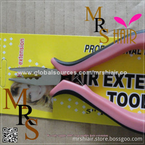 Extensions plier hair accessories, pink stainless steel bent flat plier for micro ring loop hair